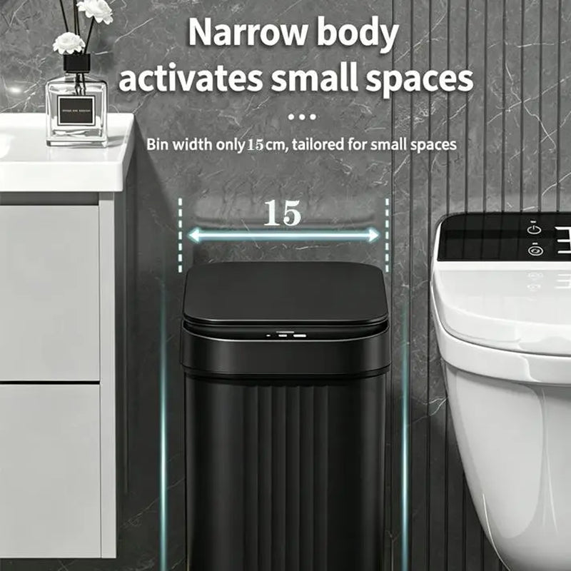 2 Pack 15L(A) Mini Touchless Sensor Trash Can, Automatic Infrared Motion Garbage Bin with Lid, Slim Waterproof Waste Bin for Home Small Space