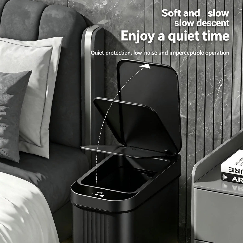 2 Pack 15L(A) Mini Touchless Sensor Trash Can, Automatic Infrared Motion Garbage Bin with Lid, Slim Waterproof Waste Bin for Home Small Space