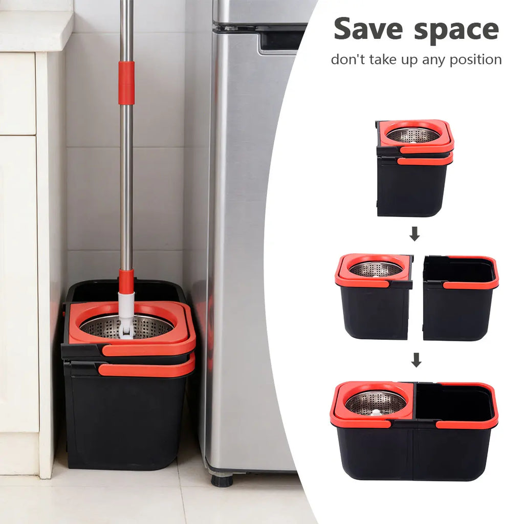 Mop and Bucket Set with 360° Rotatable Mop 3 Microfiber Heads 61/48-Inch Adjustable Handle Efficient Cleaning Supplies