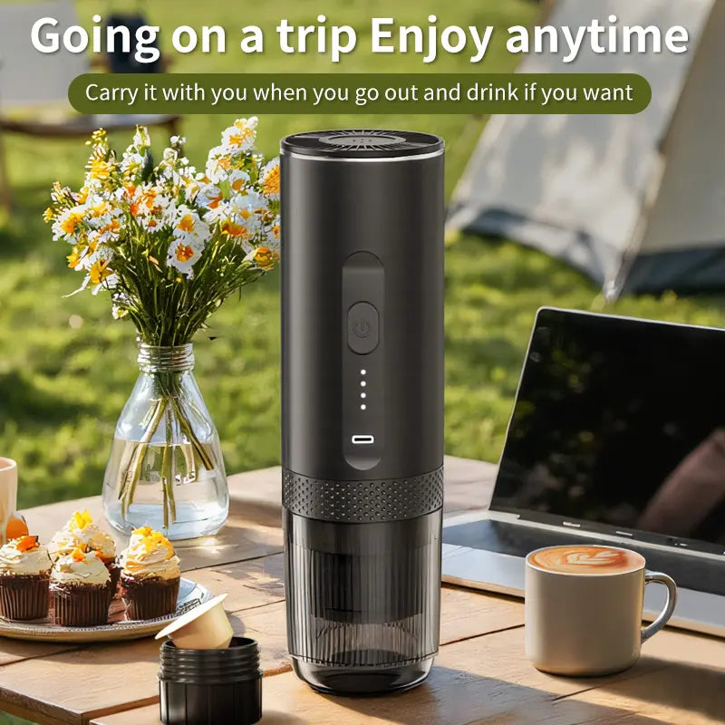 Italian Espresso Heated Coffee Machine, Wireless Portable Capsule Coffee Maker, Coffee Pod Machine, Type-C Charging, Ideal for Camping, Travel, Office, RV, Hiking, Coffee Making Tool, Espresso Machines