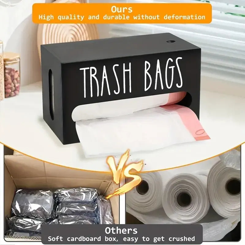 2 in 1 Wooden Plastic Grocery Bag Holder Dispenser, Wall Mount Extra Large Storage Organizer, Space Saving Kitchen & Bathroom Trash Bag Container