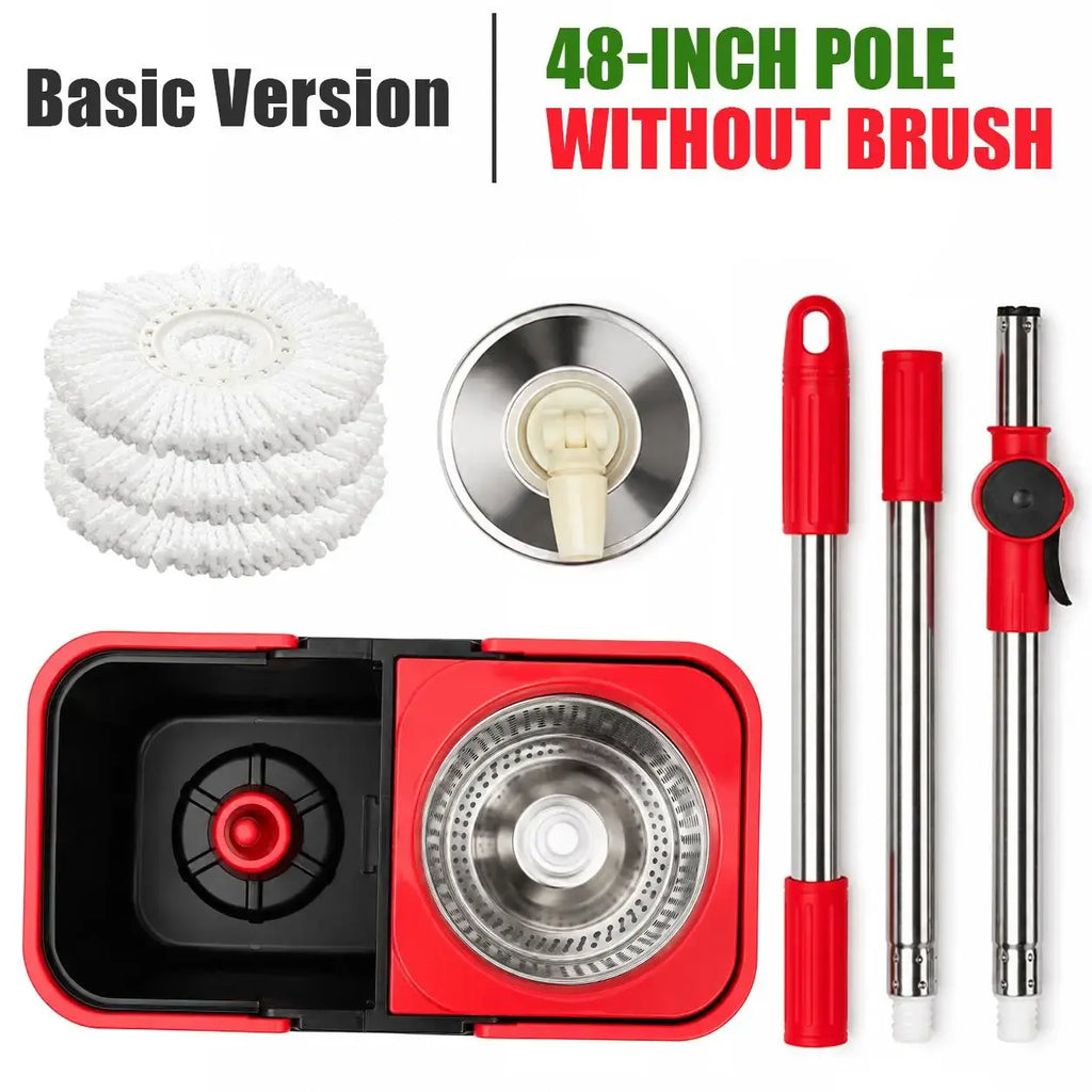 Mop and Bucket Set with 360° Rotatable Mop 3 Microfiber Heads 61/48-Inch Adjustable Handle Efficient Cleaning Supplies