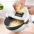 Multifunctional Kitchen Veggie Fruit Shredder Grater Slicer Rotate 9 Item Vegetable Fruits Cutter Vegetable Chopper with Drain Basket Slicer Fruit Cutter