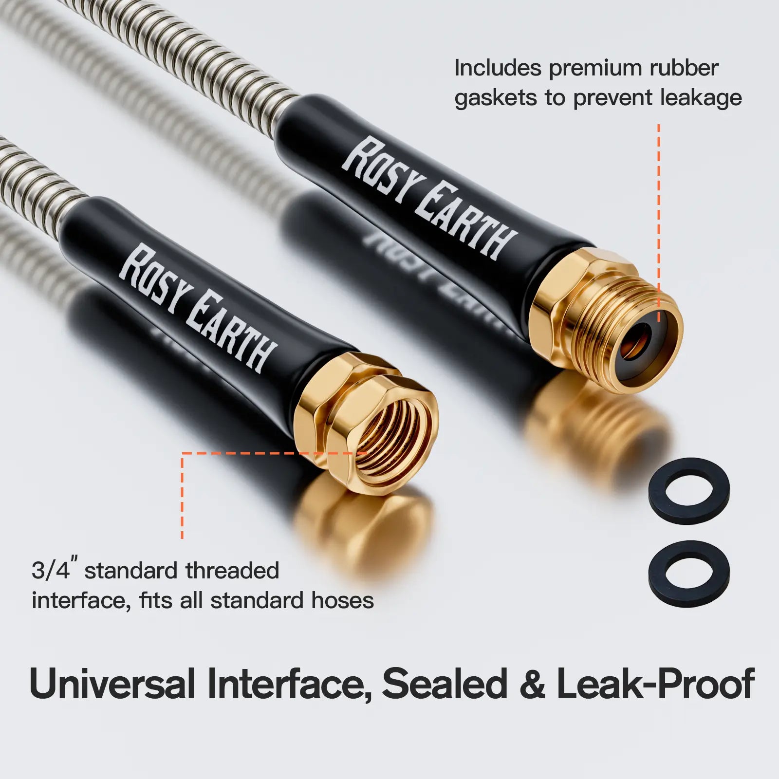 Rosy Earth Stainless Steel Garden Hose - 25/50/75/100Ft Length Options, No-Kink Flexible Tough Hose with Sprayer for Home Improvement Watering & Irrigation