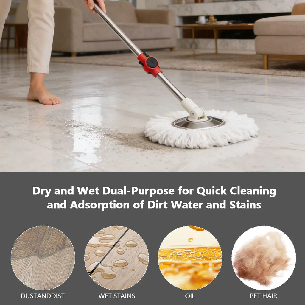 Mop and Bucket Set with 360° Rotatable Mop 3 Microfiber Heads 61/48-Inch Adjustable Handle Efficient Cleaning Supplies