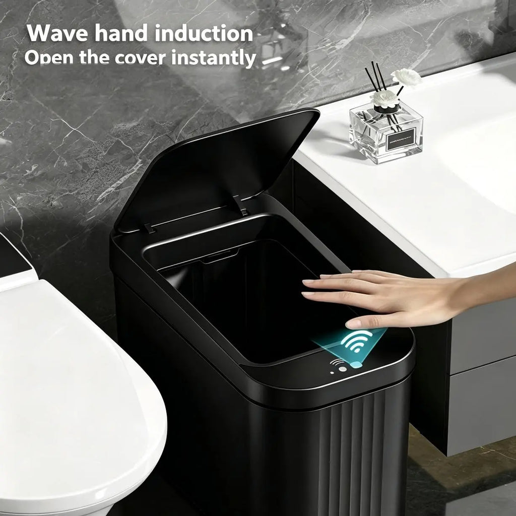 2 Pack 15L(A) Mini Touchless Sensor Trash Can, Automatic Infrared Motion Garbage Bin with Lid, Slim Waterproof Waste Bin for Home Small Space