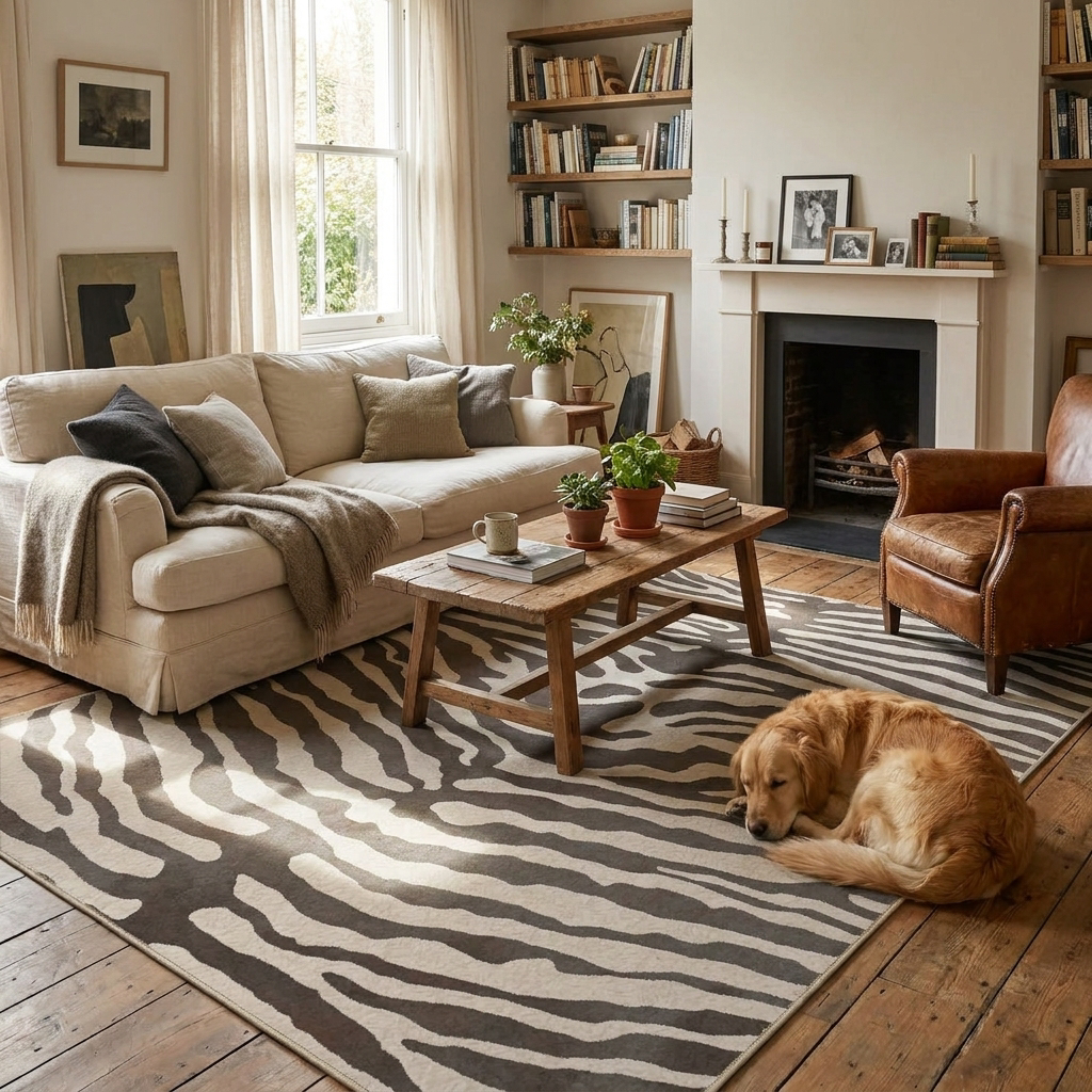 Genimo Zebra Rug lifestyle